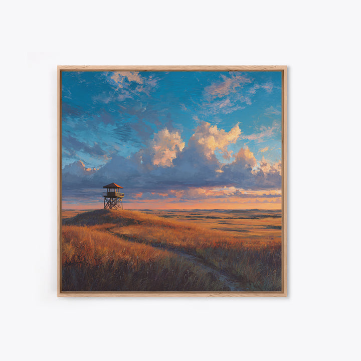 Golden Prairie Sunset Landscape Wall Art Print Rustic Country Painting For Farmhouse Decor Living Room Wall Art Rustic Home Decor