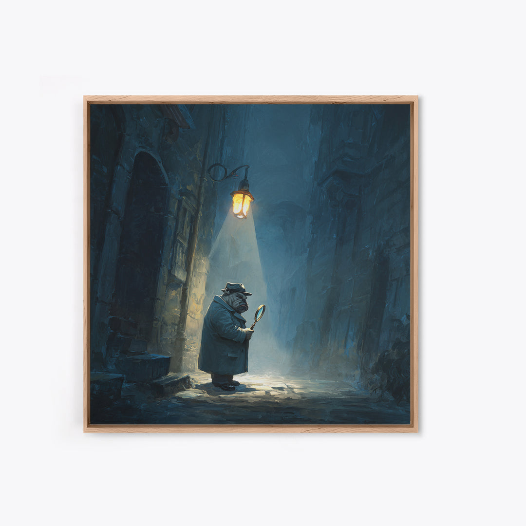 Noir Bulldog Detective Wall Art, Moody Animal Portrait, Dark Academia Decor, Whimsical Mystery Print, Office Wall Decor Gift