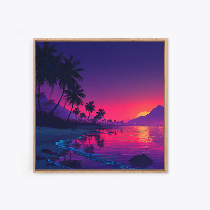 Vibrant Tropical Sunset Beach Wall Art, Colorful Coastal Ocean Print, Summer Home Decor, Modern Coastal Wall Art Print