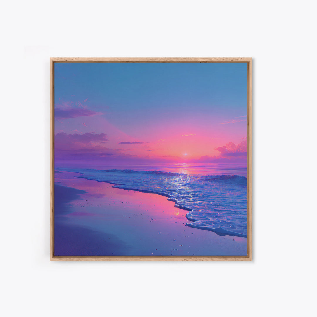 Pastel Pink And Blue Ocean Sunset Beach Landscape Wall Art Coastal Decor Calming Seascape Print For Bedroom Or Living Room