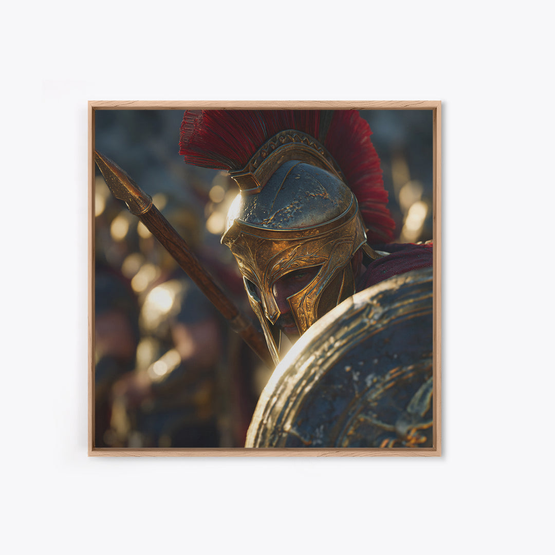 Spartan Hoplite Helmet Wall Art, Ancient Greek Framed Canvas Print, Warrior Decor, Masculine Office Art, Gift For Him, Historical Art