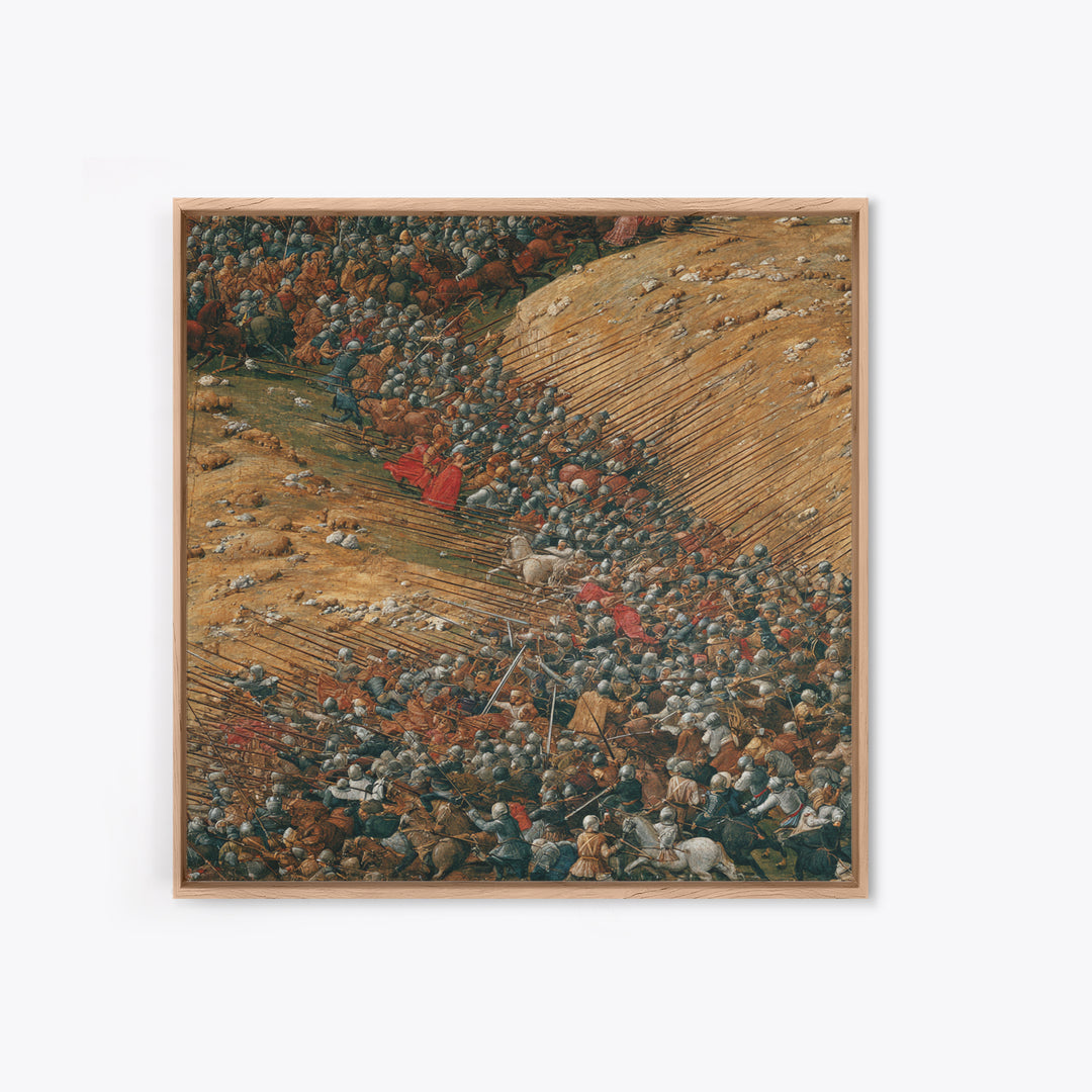 Medieval Battle With Cavalry And Spears Wall Art, Historical Warfare Painting, Large Canvas Print, Classic European Decor