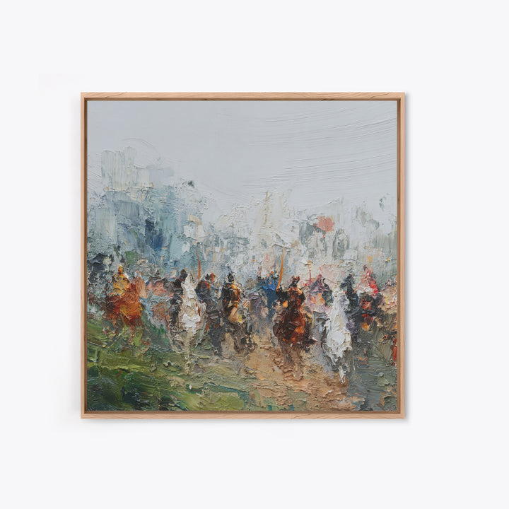 Impressionist Cavalry Charge Wall Art, Roman Battle Painting, Warrior Horse Canvas, Historical Living Room Decor, Large Statement Art
