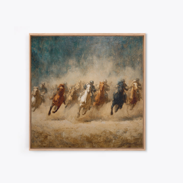 Galloping Horses Through Desert Dust Canvas Print, Equestrian Wall Art, Western Horse Painting, Rustic Living Room Decor