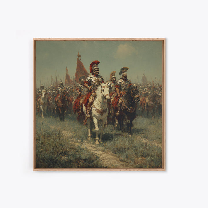 Roman Cavalry Legion Marching Across Field Framed Canvas Print, Historical Wall Art, Equestrian Art, Large Wall Decor, Living Room Art