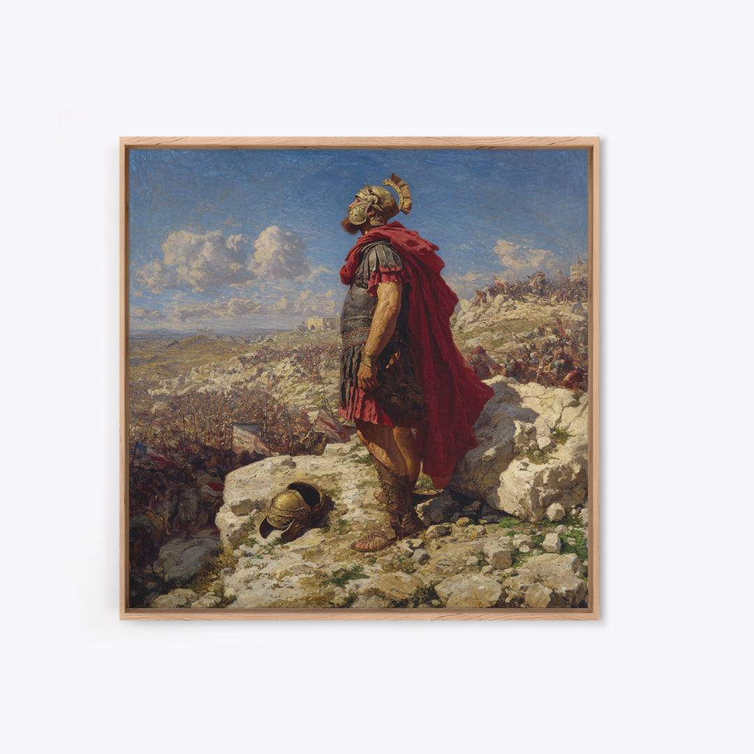 Roman General Overlooking Ancient Battlefield Wall Art, Classical Oil Painting Print, Historical Decor, Living Room Art, Gift For Him