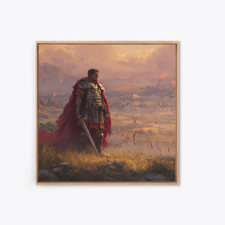 Roman General At Sunset Battlefield Wall Art, Ancient Warrior Canvas, Historical Fine Art Print, Masculine Office Decor Gift