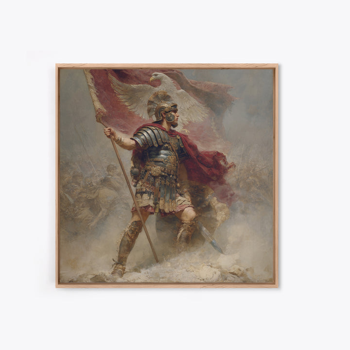 Roman Standard Bearer With Eagle Flag, Classical Battle Canvas Print, Historical Wall Art, Ancient Rome Decor, Gift For Him