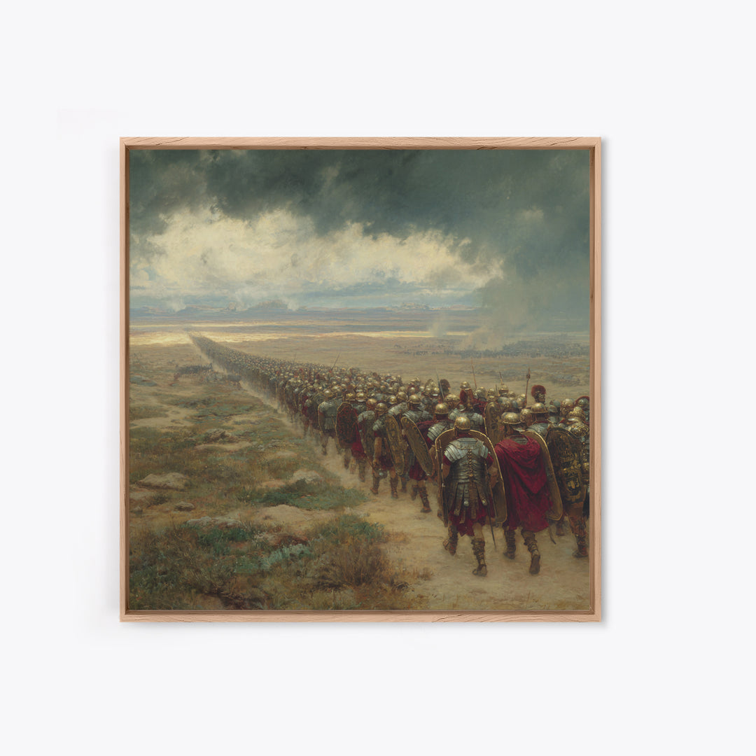 Roman Legion Marching Across Desert Wall Art, Ancient Military Painting Print, Historical Landscape Art, Living Room Office Decor