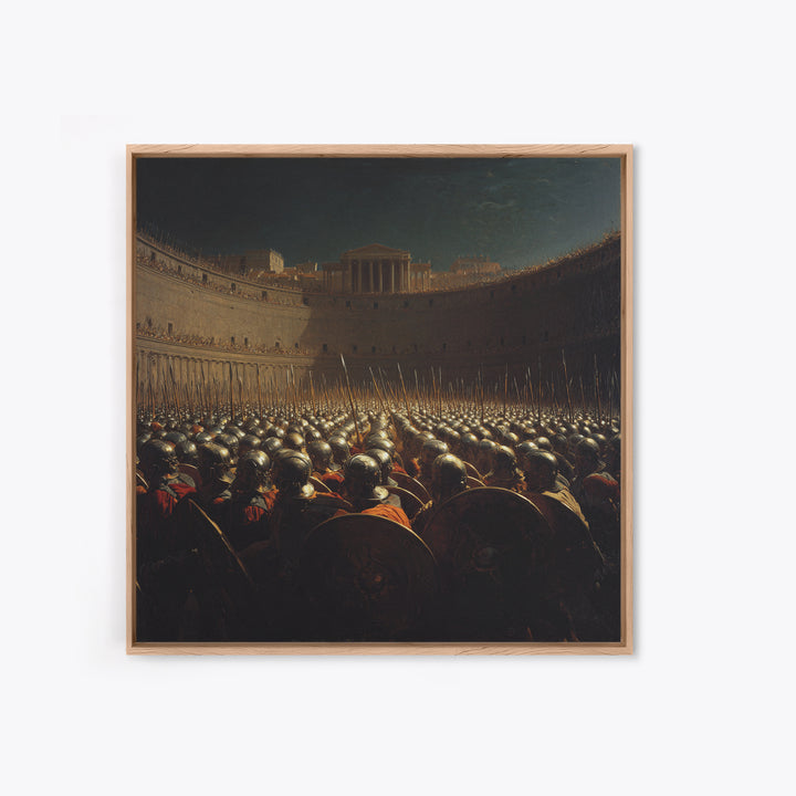 Ancient Army In Colosseum Wall Art, Roman Legion Oil Painting, Historical Battle Scene, Dark Academia Decor, Gift For Him