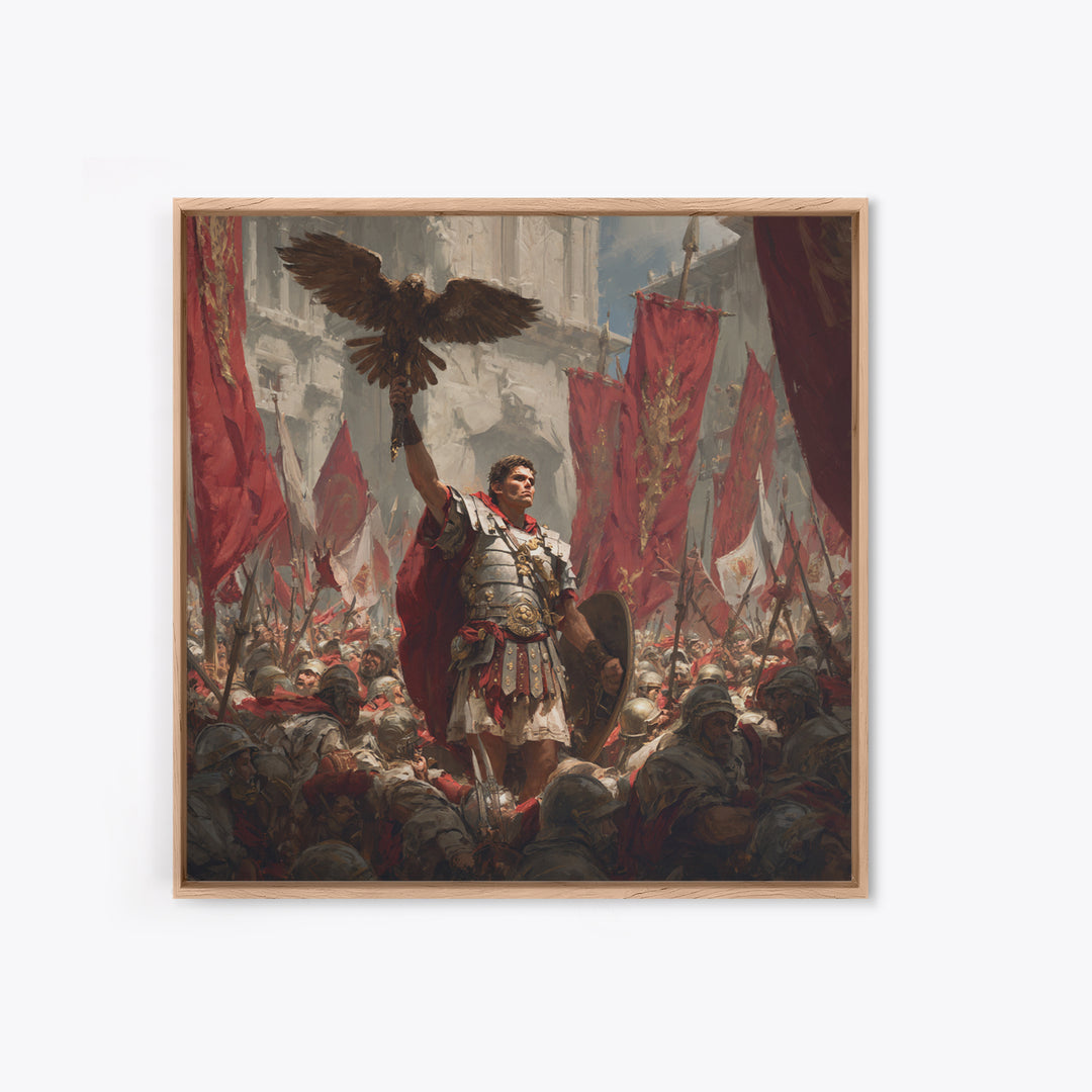 Roman Eagle Standard Bearer Wall Art, Classical Battle Canvas Print, Ancient Rome Decor, Historical Art, Gift For Him, Fine Art