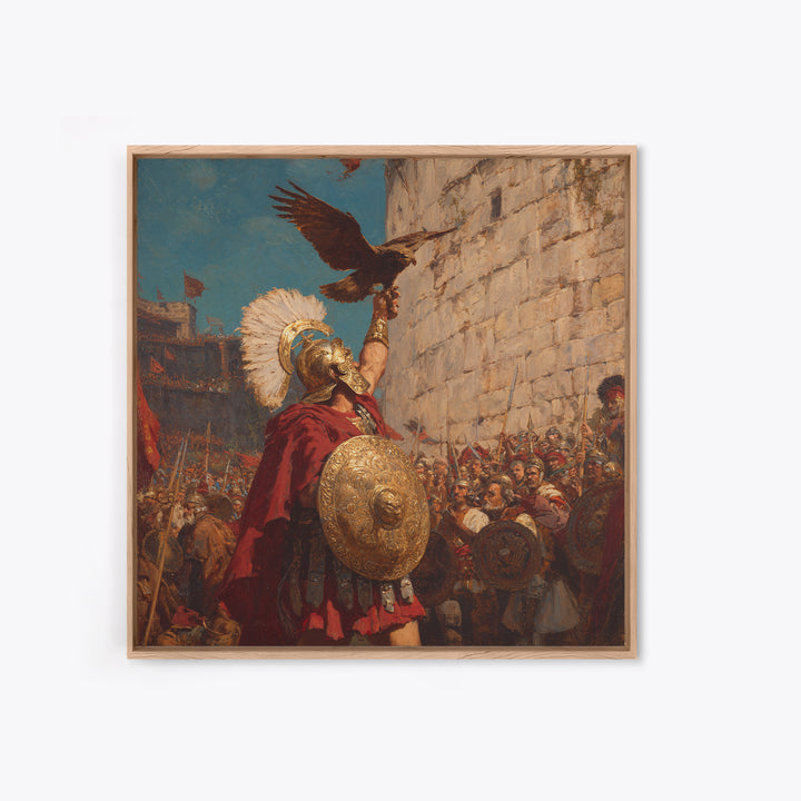 Triumphant Roman Commander With Eagle Wall Art, Ancient Battle Painting, Historical Canvas Decor, Statement Living Room Art