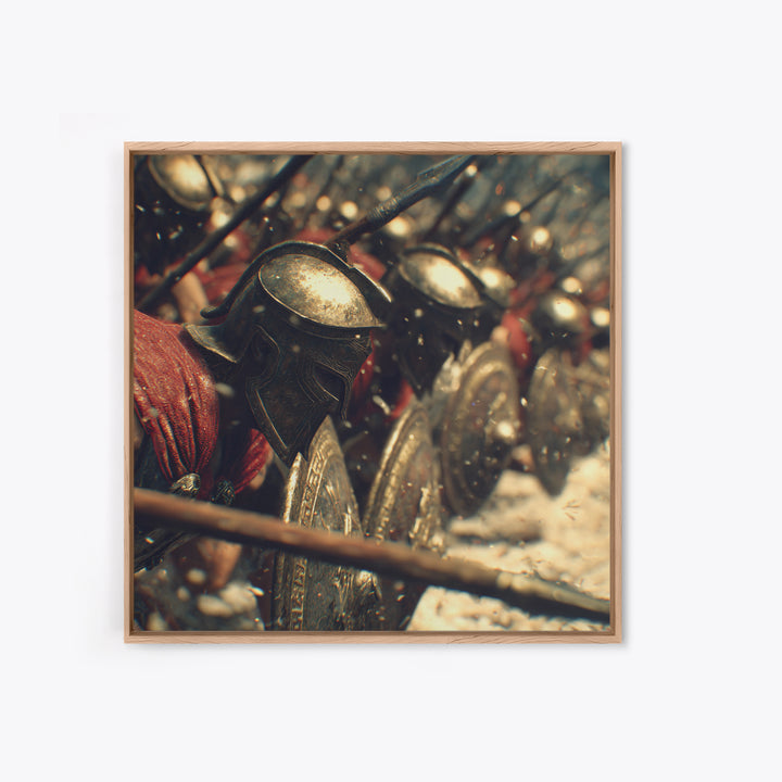 Spartan Phalanx With Bronze Helmets Wall Art, Ancient Greek Canvas Print, Warrior Battle Decor, Historical Gift For Him, Office Decor