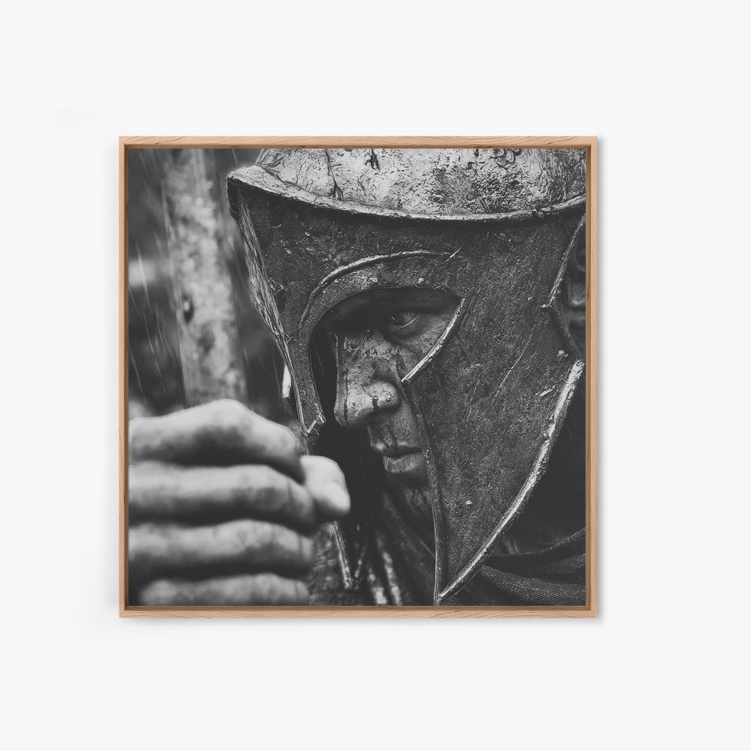 Black And White Spartan Helmet Wall Art, Moody Warrior Canvas Print, Ancient Greek Decor, Masculine Office Art, Gift For Him