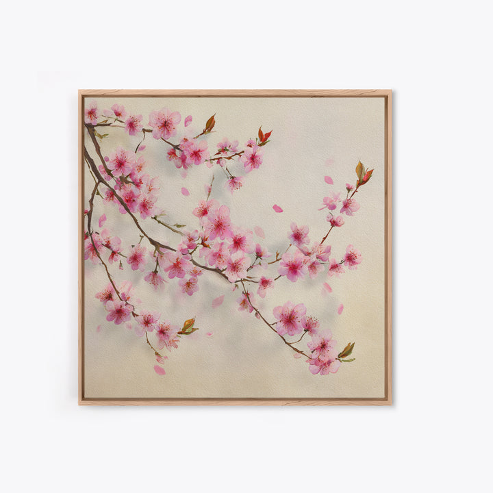 Pink Cherry Blossom Branch Wall Art, Japanese Botanical Print, Spring Floral Wall Decor, Minimalist Bedroom Decor Gift For Her
