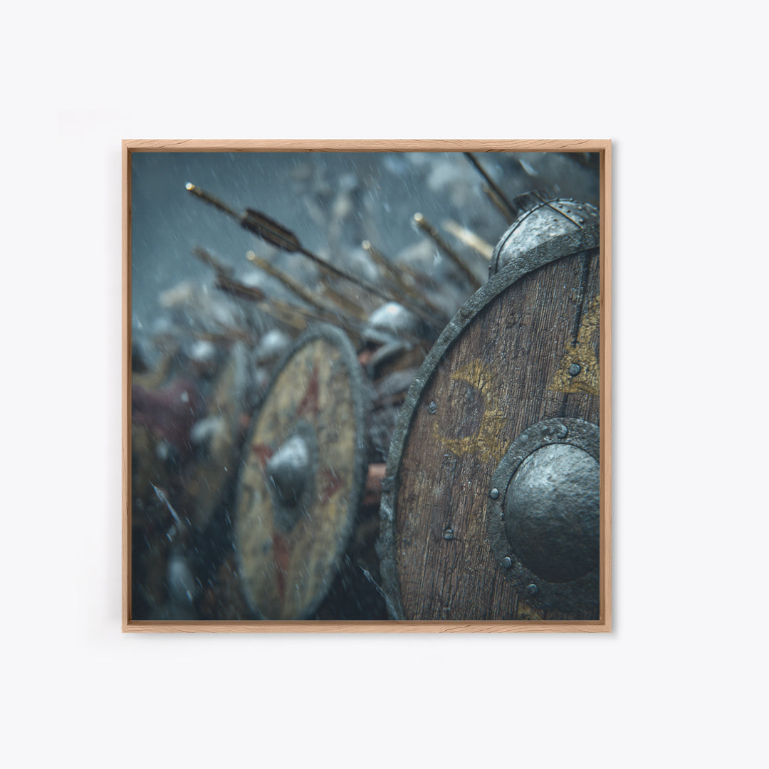 Viking Shield Wall In Snowy Battle Canvas Print, Nordic Warrior Wall Art, Medieval History Decor, Rustic Man Cave Gift, Home Decor