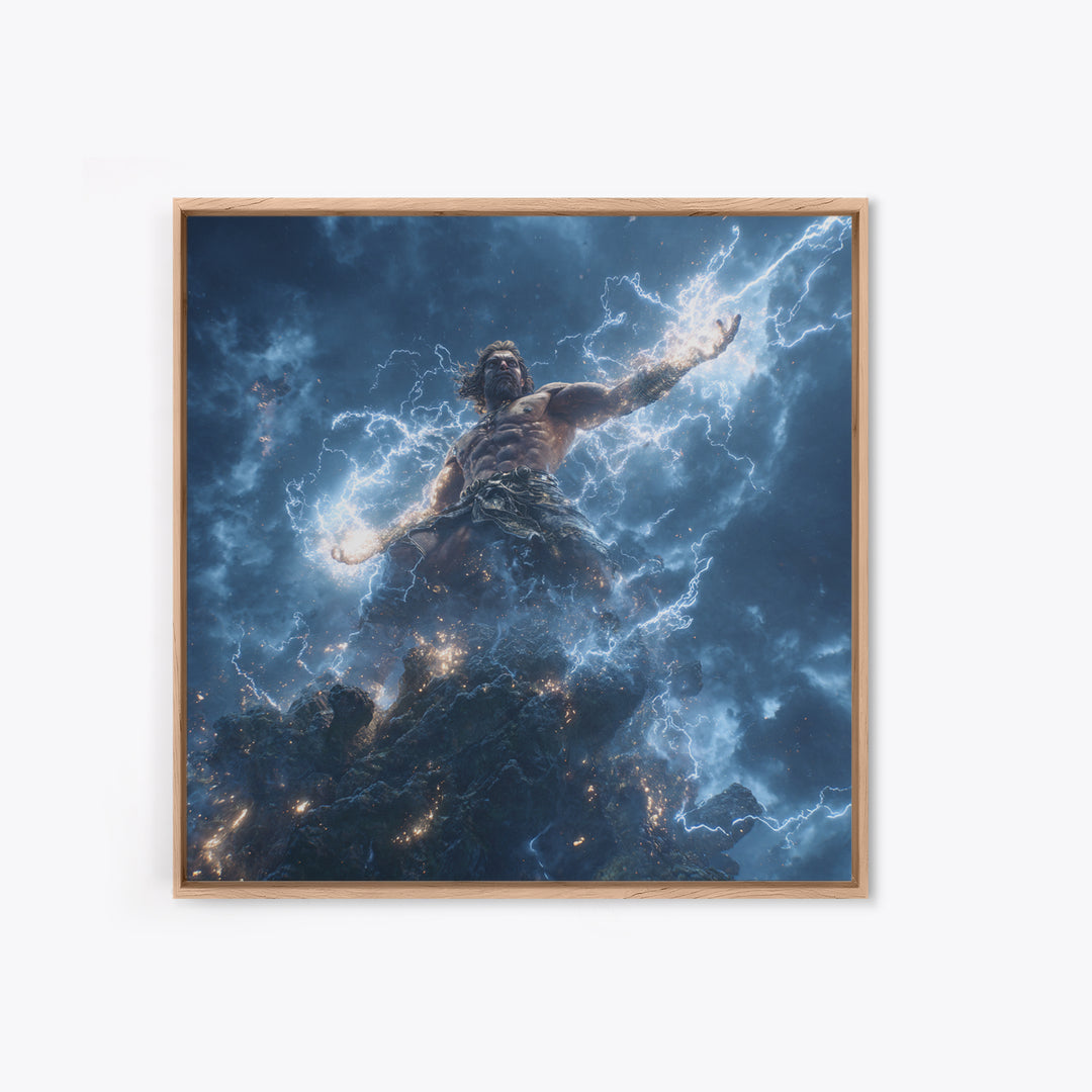 Thunder God Lightning Storm Canvas Print, Mythological Art, Dramatic Fantasy Wall Art, Greek Mythology Home Decor Gift Idea