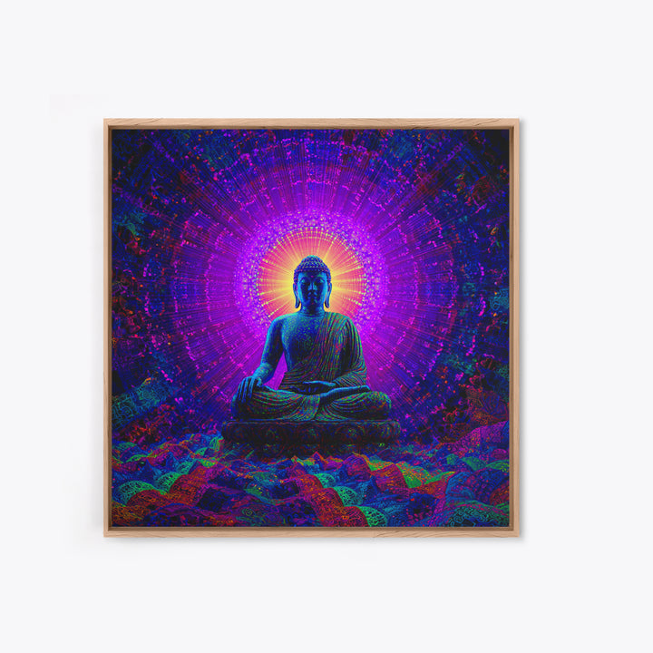 Psychedelic Buddha Aura Meditation Wall Art, Vibrant Cosmic Spiritual Canvas Print For Yoga Room And Zen Decor
