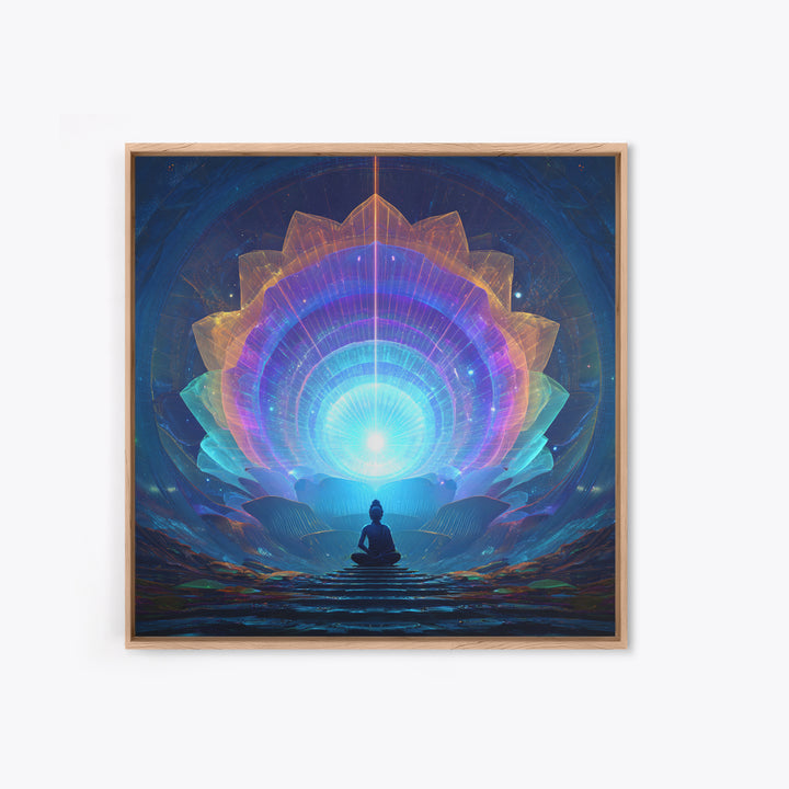 Cosmic Lotus Meditation Wall Art, Celestial Chakra Canvas Print, Psychedelic Spiritual Decor, Yoga Studio And Mindfulness Room Art