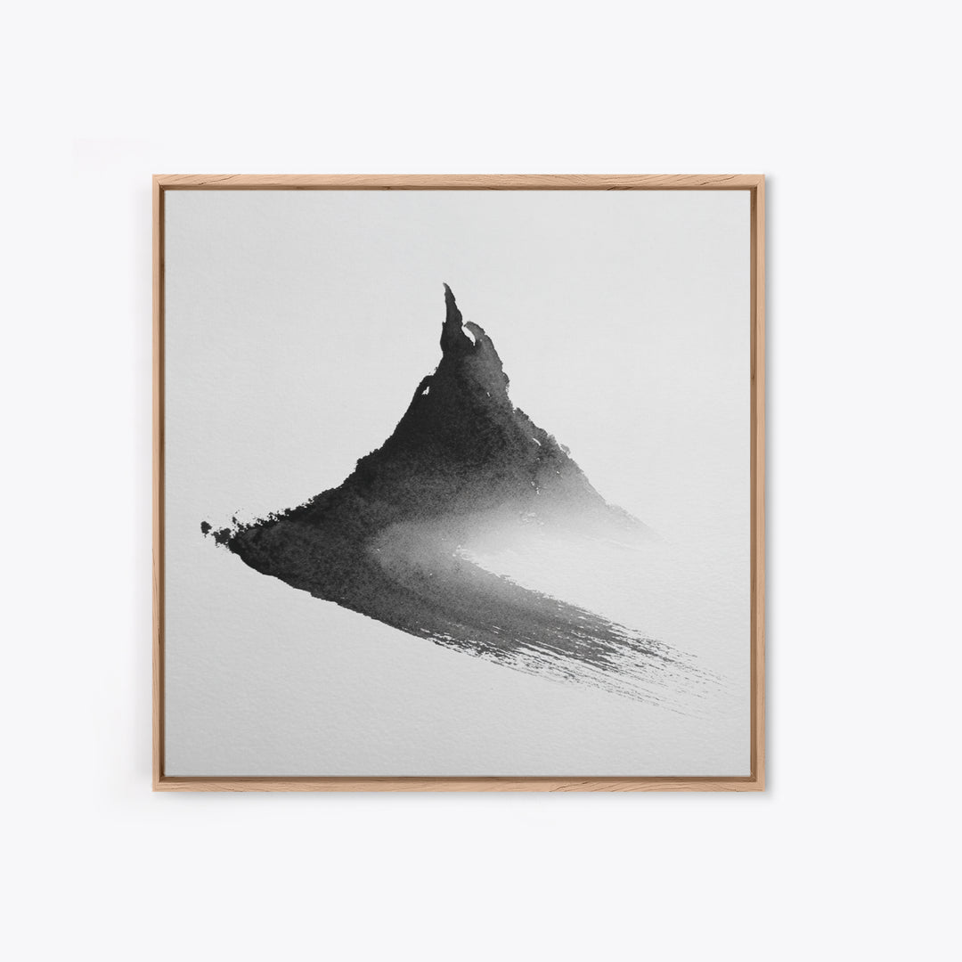Minimalist Ink Mountain Brushstroke Wall Art, Black And White Abstract Canvas Print For Japandi Modern Home Decor
