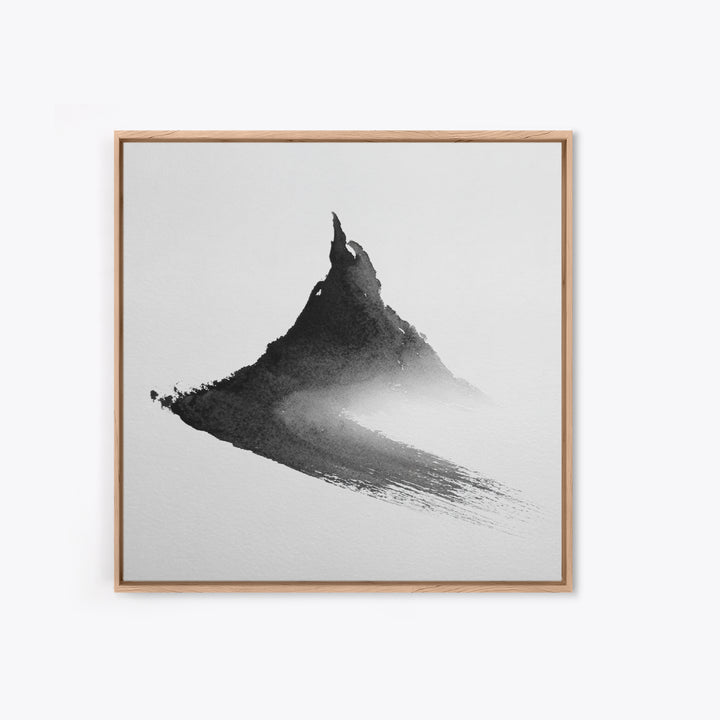 Minimalist Ink Mountain Brushstroke Wall Art, Black And White Abstract Canvas Print For Japandi Modern Home Decor