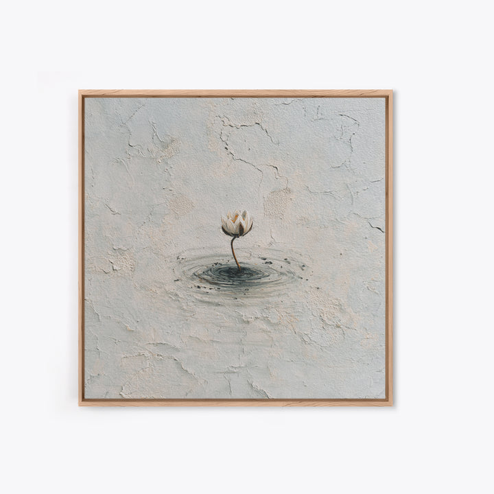 Minimal Lotus Flower In Water Wall Art, Neutral Textured Abstract Canvas Print, Calming Zen Home Decor