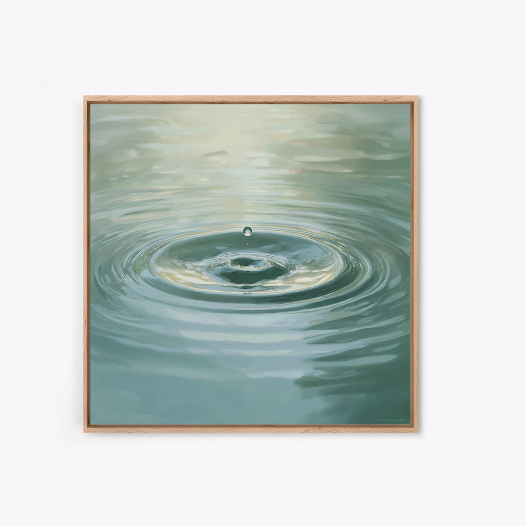 Soothing Water Ripple With Falling Droplet Wall Art, Minimalist Zen Landscape Canvas Print For Calming Modern Decor