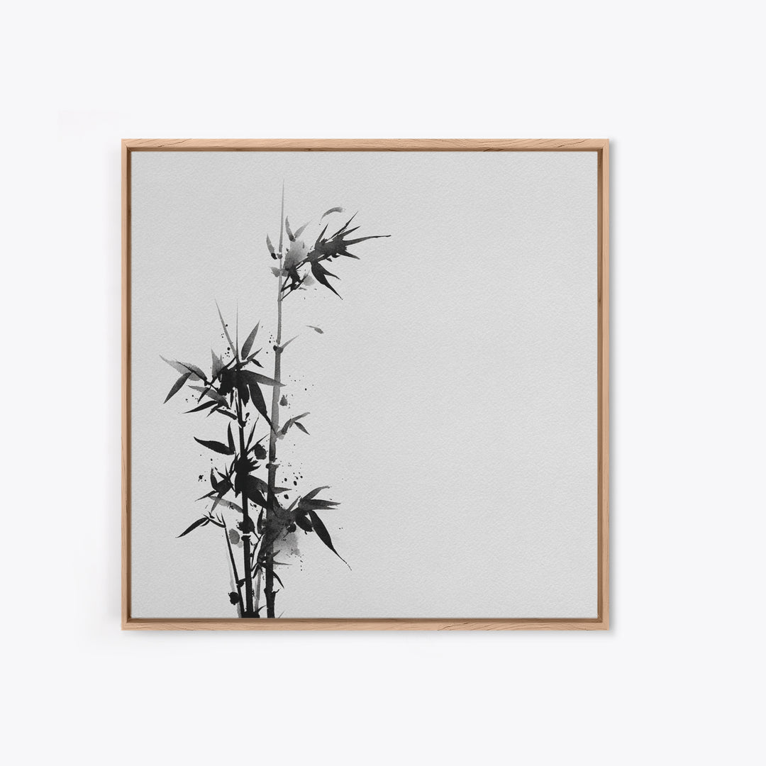 Minimalist Ink Bamboo Wall Art, Black And White Japanese Painting Canvas Print, Modern Zen Home Decor