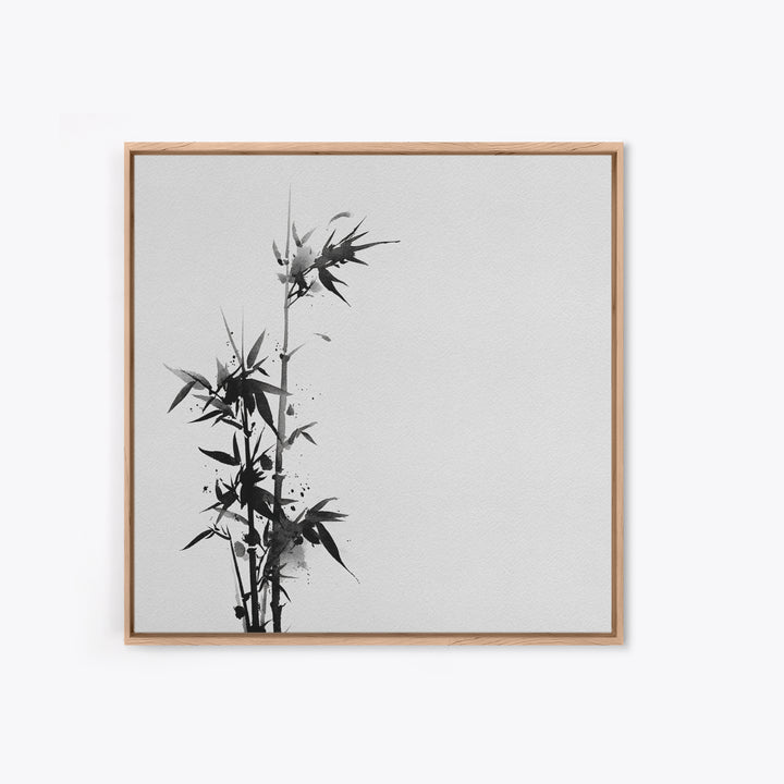 Minimalist Ink Bamboo Wall Art, Black And White Japanese Painting Canvas Print, Modern Zen Home Decor