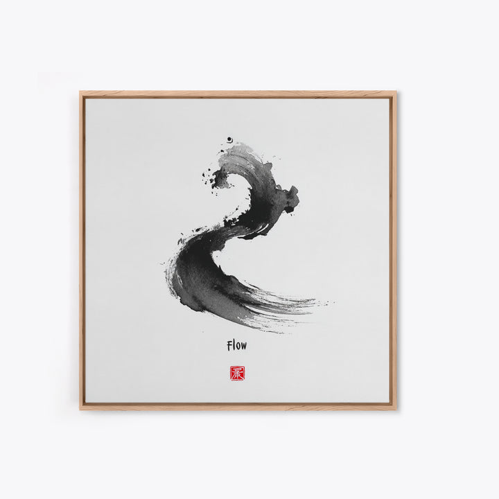 Minimalist Black Ink Flow Brushstroke Abstract Wall Art Contemporary Art Canvas Print For Modern Home Decor