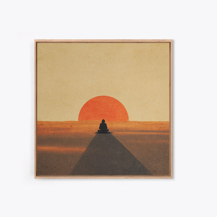 Minimalist Desert Sunset Figure Wall Art Modern Boho Print Neutral Earth Tone Decor Bedroom Wall Art
