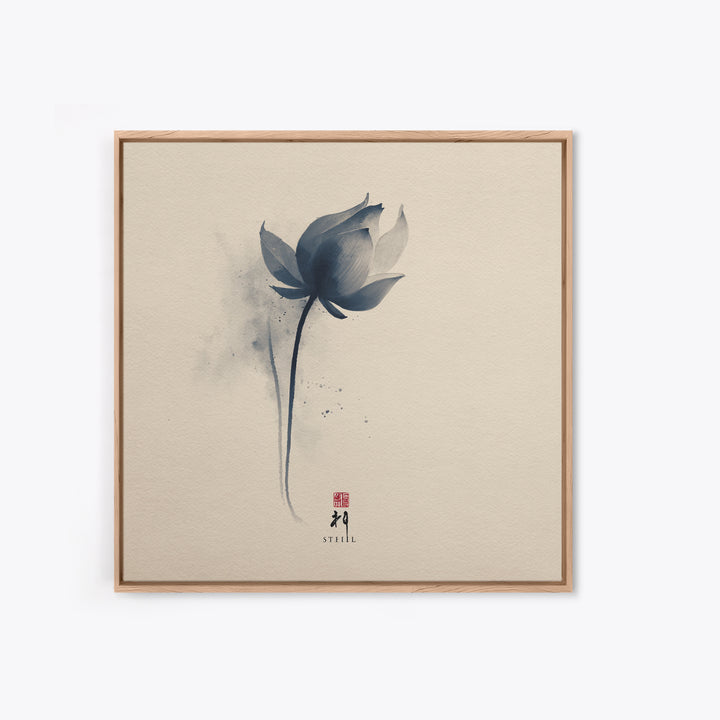 Minimalist Ink Lotus Flower Wall Art, Japanese Style Botanical Print, Zen Meditation Decor For Calm Modern Bedroom Or Spa