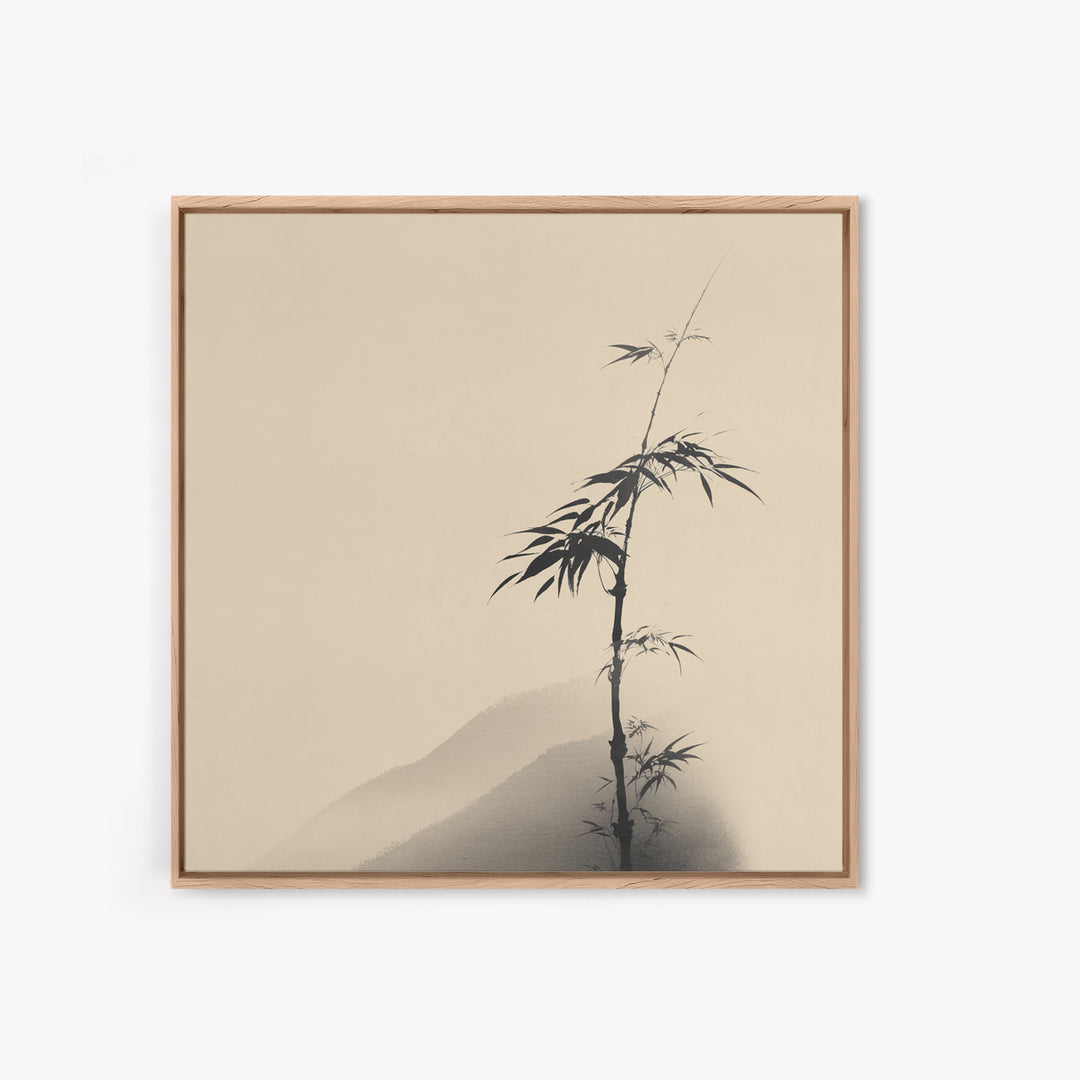 Minimal Japanese Bamboo Ink Painting Wall Art, Neutral Zen Japandi Canvas Print, Calming Nature Home Decor