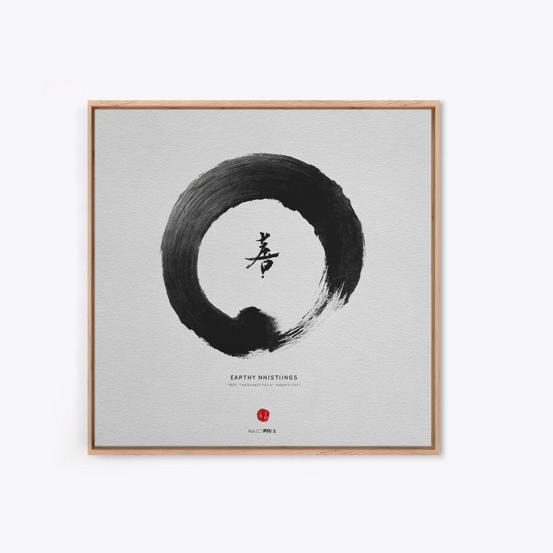 Zen Enso Circle Japanese Calligraphy Wall Art Print, Minimalist Black And White Meditation Decor For Modern Home