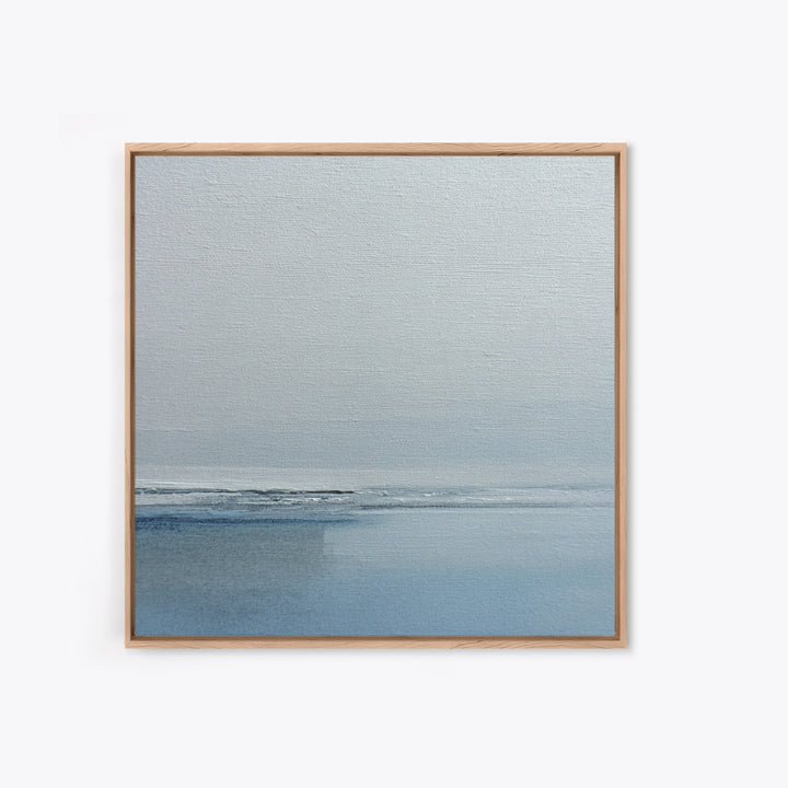 Minimal Misty Seascape In Soft Grey And Blue Wall Art, Neutral Abstract Ocean Canvas Print For Modern Decor