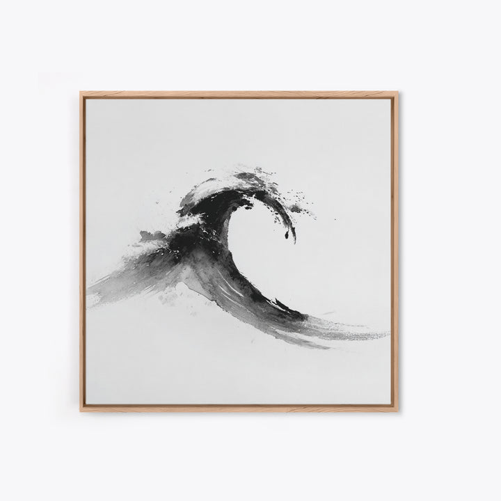 Minimalist Black And White Wave Painting Wall Art, Japanese Inspired Ocean Print, Modern Abstract Art, Coastal Home Decor