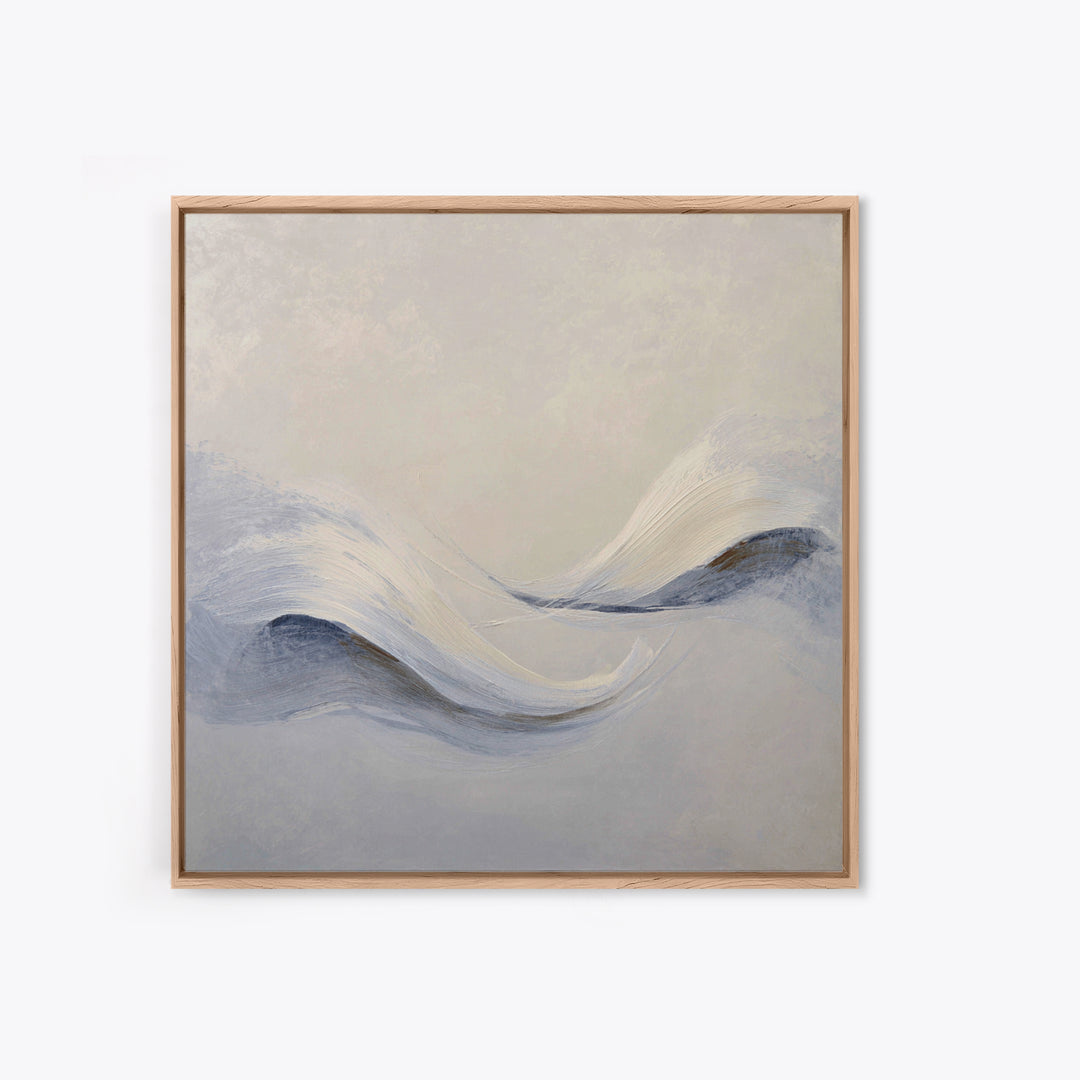 Neutral Abstract Wave Texture Wall Art, Minimalist Beige Painting Framed Canvas Print, Modern Living Room Decor