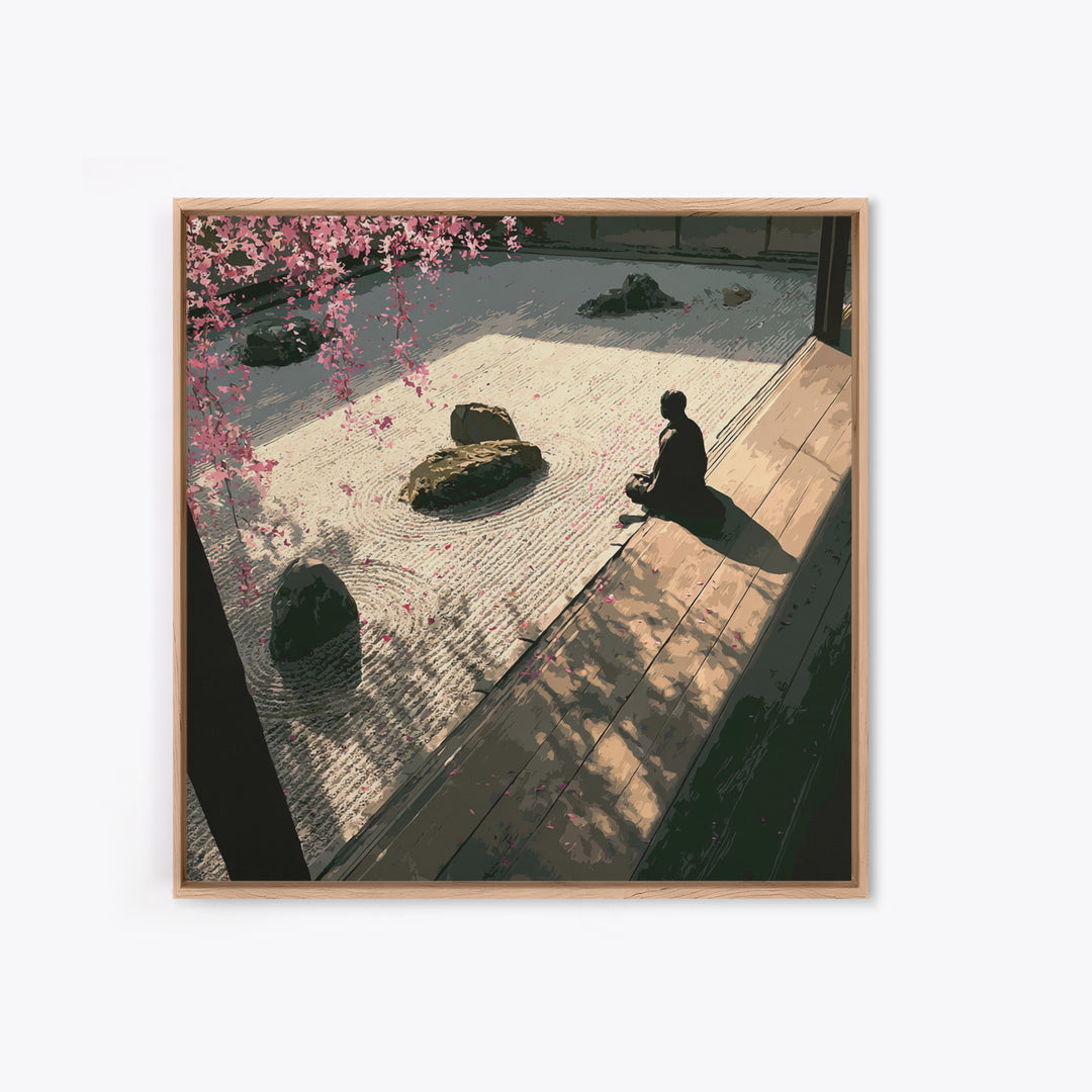 Zen Garden Meditation Canvas Print, Serene Japanese Wall Art, Tranquil Minimal Landscape Decor For Living Room Or Meditation Space