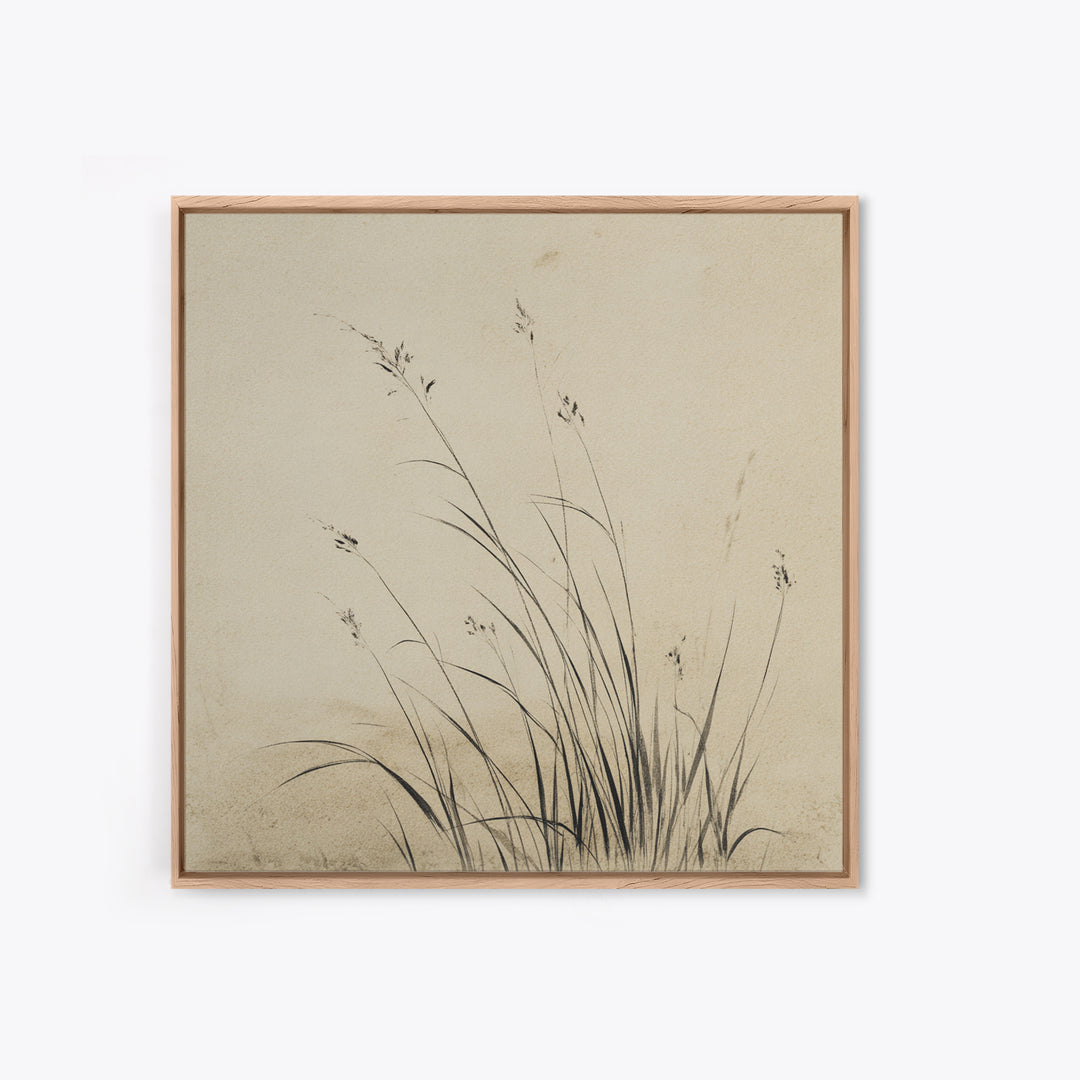 Delicate Black And White Minimalist Floral Wall Art With Grass Stalks Canvas Print Perfect For Modern Home Decor And Living Room Wall