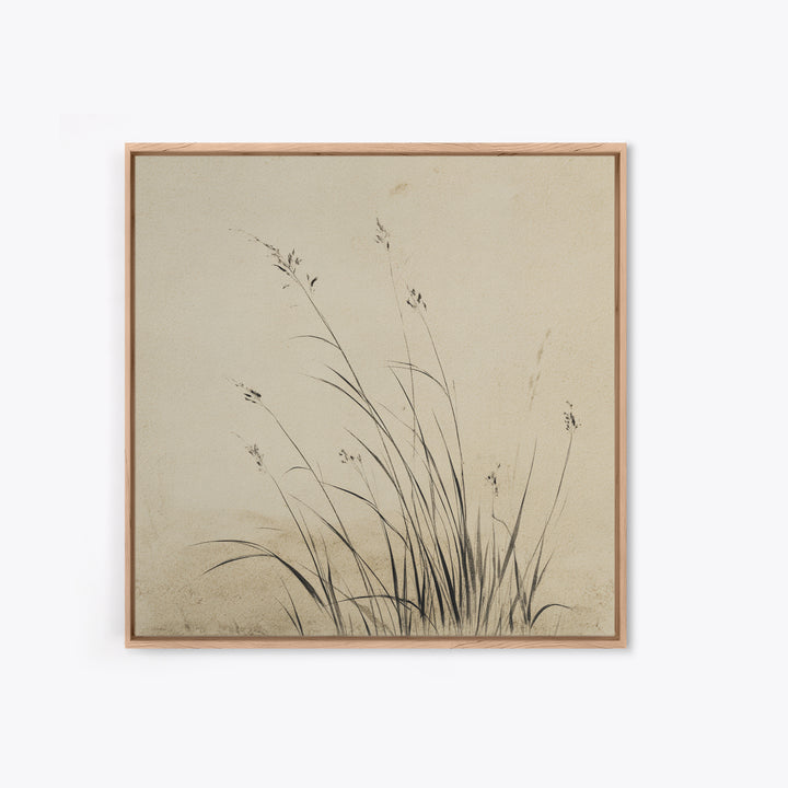 Delicate Black And White Minimalist Floral Wall Art With Grass Stalks Canvas Print Perfect For Modern Home Decor And Living Room Wall