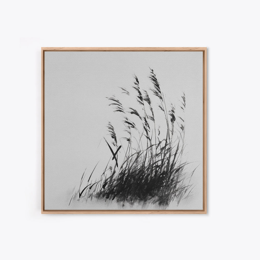 Minimalist Ink Grass Wall Art, Black And White Japanese Style Painting, Modern Minimal Wall Decor Fine Art Print