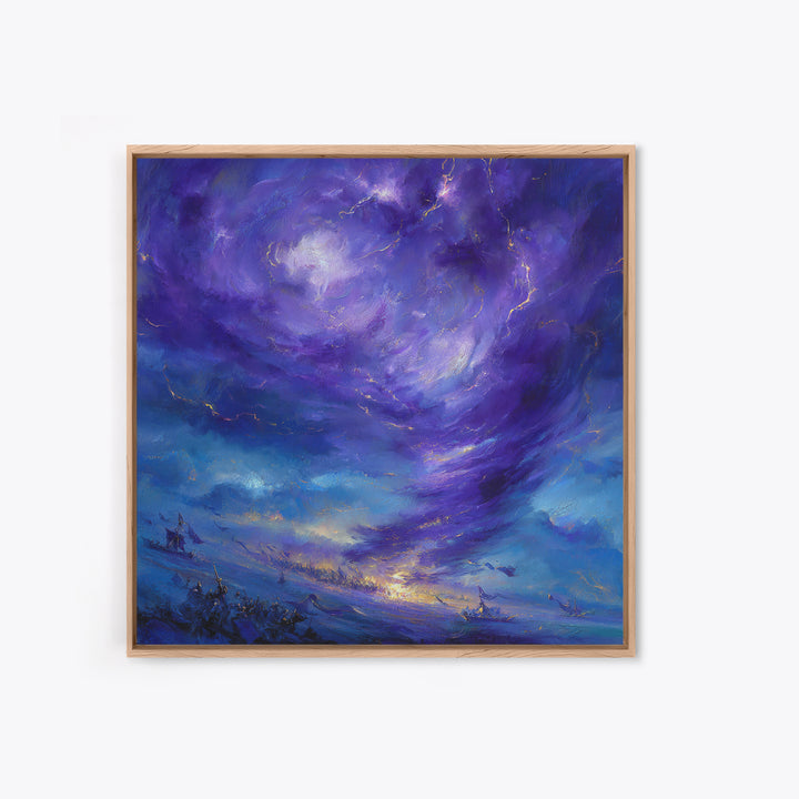 Purple Storm Vortex Wall Art, Abstract Fantasy Seascape Canvas Print, Moody Ocean Decor, Dramatic Wizard Battle Gift For Home Decor
