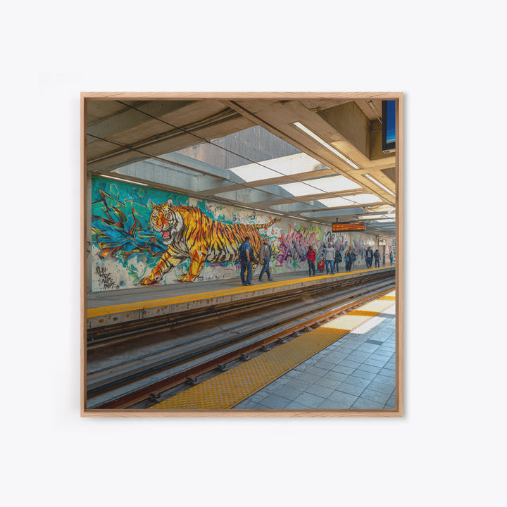 Tiger Subway Graffiti Mural Canvas Print, Urban Wall Art, Animal Wall Decor, Transit Station Decor, Contemporary Art, Housewarming Gift