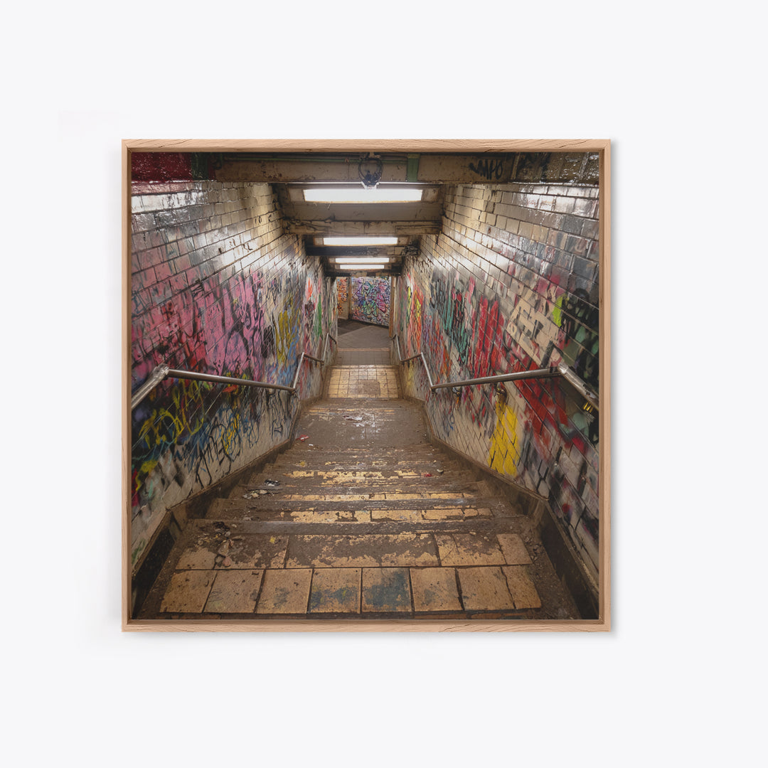 Graffiti Subway Stairwell Wall Art, Urban Photography Print, Industrial Wall Decor, Street Art, Office Decor Gift, Contemporary Art