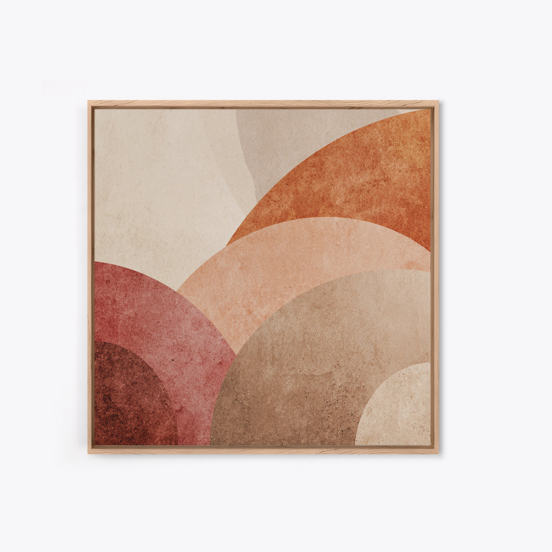 Layered Terracotta Arches Abstract Wall Art, Neutral Canvas Print For Boho Decor, Modern Living Room Decor, And Office Decor