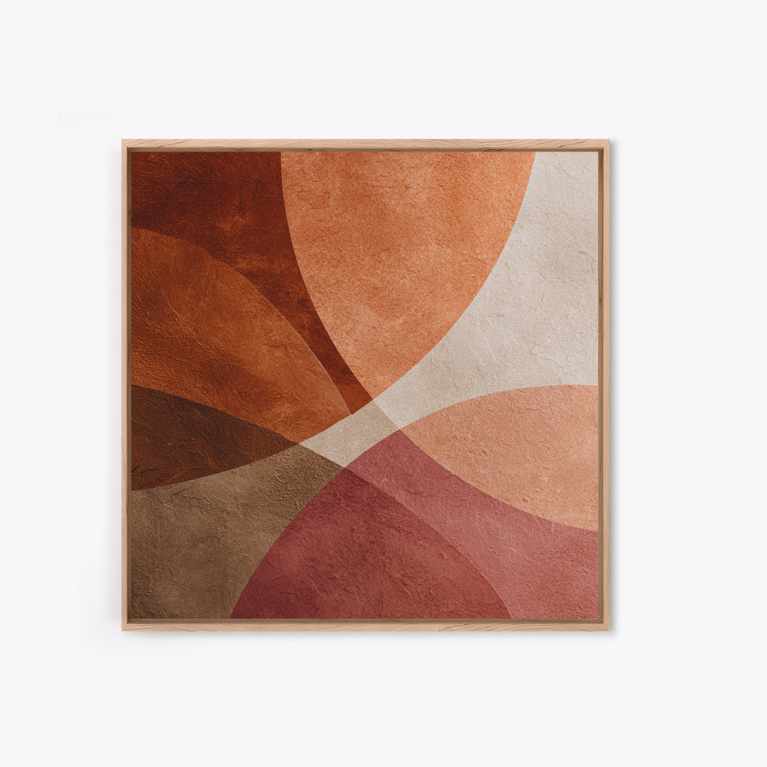 Rust Red Overlapping Shapes Canvas Print, Abstract Wall Art For Mid Century Modern Decor, Earth Tone Home Decor, And Office Decor