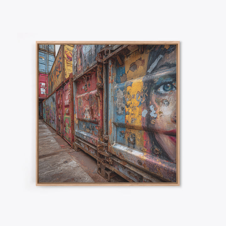 Graffiti Shipping Container Wall Art, Urban Street Art Canvas Print, Industrial Decor, Colorful City Mural, Office Art Print