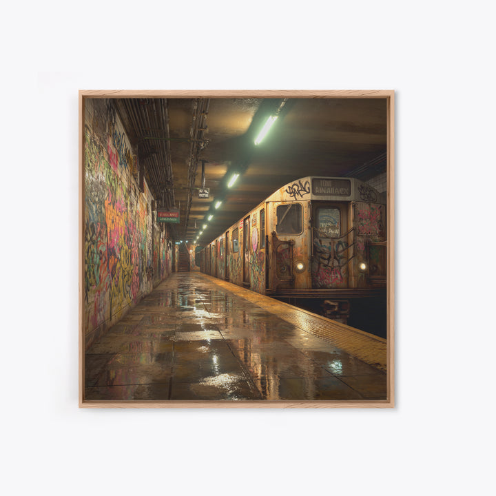 Graffiti Subway Train Station Canvas Print, Urban Street Art, Industrial Wall Decor, NYC Transit Wall Art For Modern Home Decor