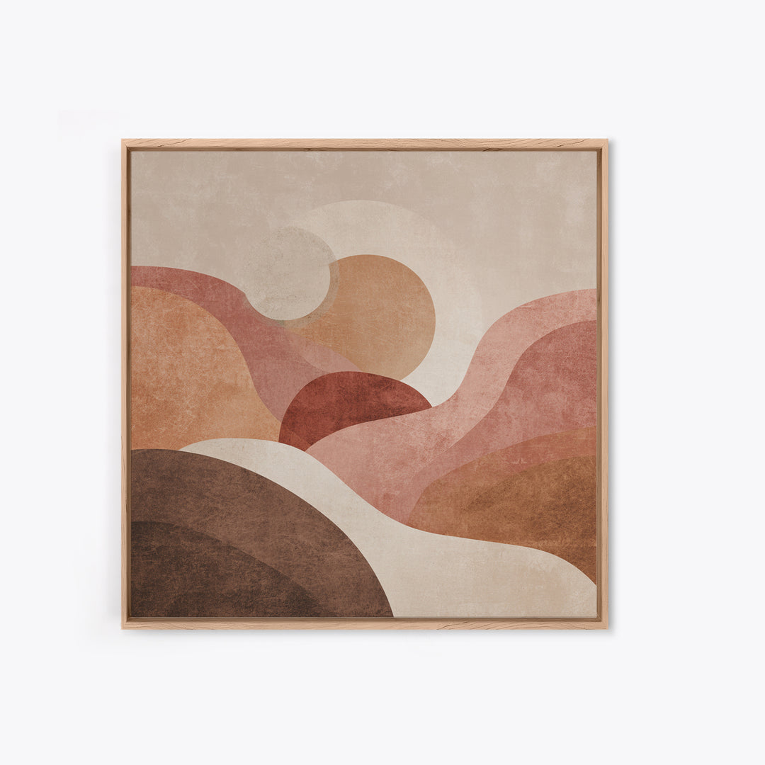 Blush Terracotta Abstract Landscape Wall Art, Minimalist Canvas Print For Neutral Living Room Decor And Modern Bedroom Decor