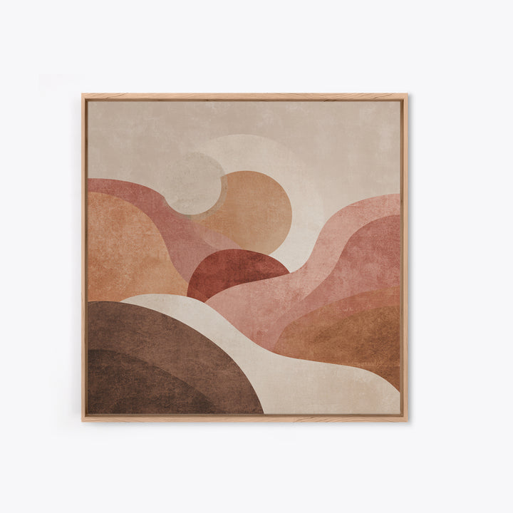 Blush Terracotta Abstract Landscape Wall Art, Minimalist Canvas Print For Neutral Living Room Decor And Modern Bedroom Decor